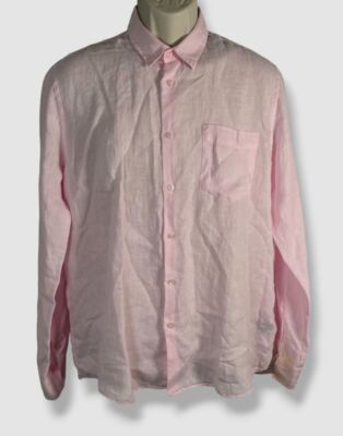 $260 Vilebrequin Men's Pink Classic-Fit Linen Caroubie Button Sport Shirt Size M