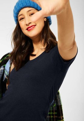 Street One Basic short Sleeve Shirt Palmira Deep Blue
