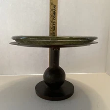 Jan Barboglio Forged Iron Cake Dessert Stand With Etched Plate Marked Rare