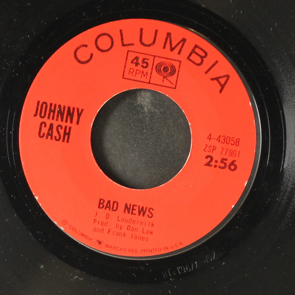 JOHNNY CASH: bad news / ballad of ira hayes COLUMBIA 7" Single 45 RPM  | eBay