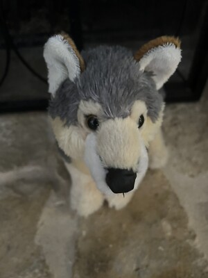 Gray Timber Wolf Plush Husky Dog  2017 Stuffed Animal Aurora 18  Long Preowned