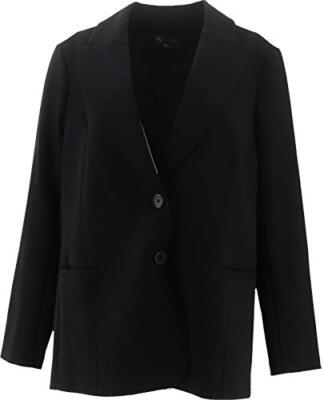 DG2 Diane Gilman Ponte Knit Boyfriend Blazer Black 2X