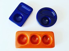 🔴 Ceramica Brambilla Design Angelo Mangiarotti 1969 Set 3 porta uovo ceramica