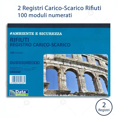 DATA UFFICIO 2 Registri Carico/Scarico Rifiuti 100 pagine Buffetti nuovo modello 2025 RENTRI
