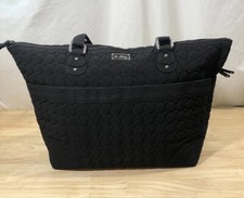 Vera Bradley Black Quilted Microfiber Large Tote Diaper Bag 16  x 12.5  x 7  