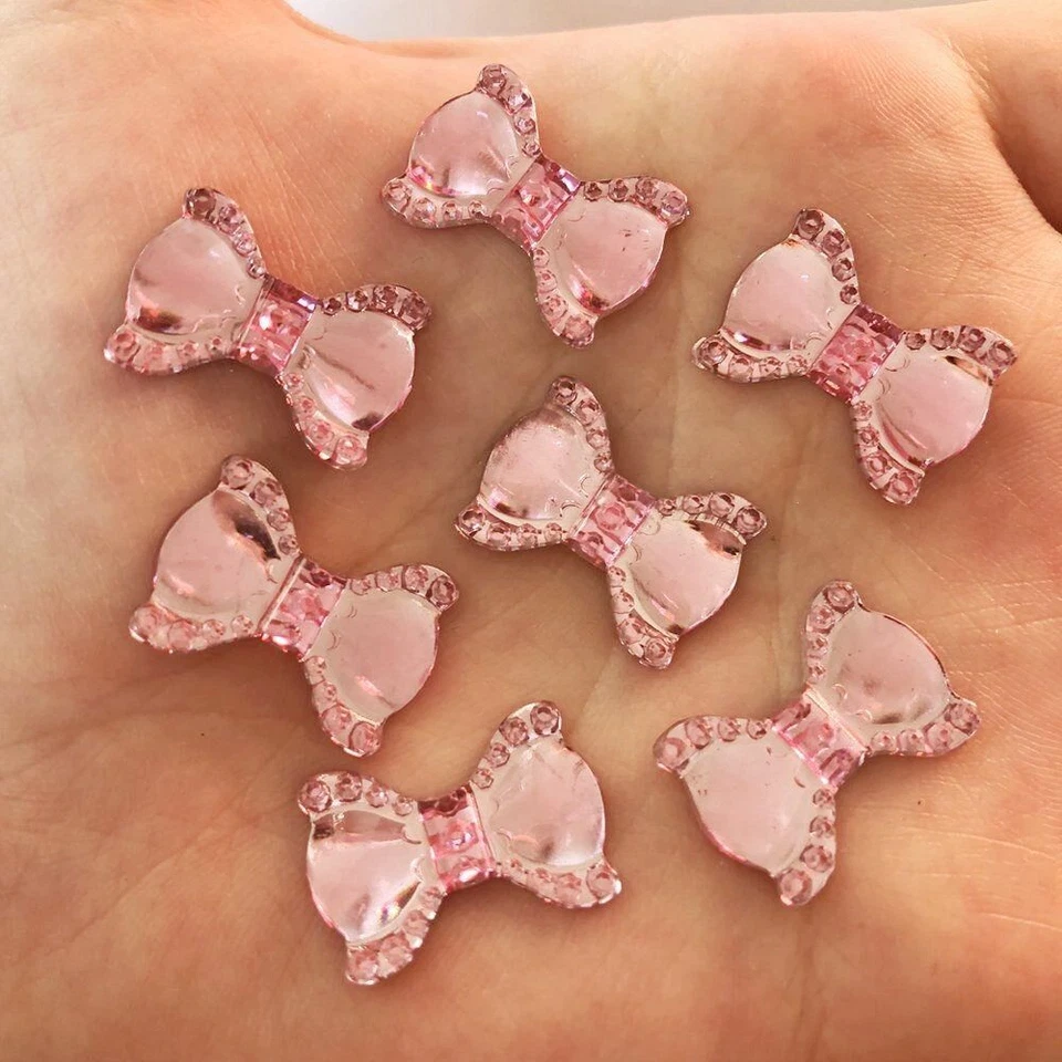 40pcs Shiny Resin Bow Flatback Rhinestone DIY Hair Ornament Art Decoration Craft - Image 4 of 4