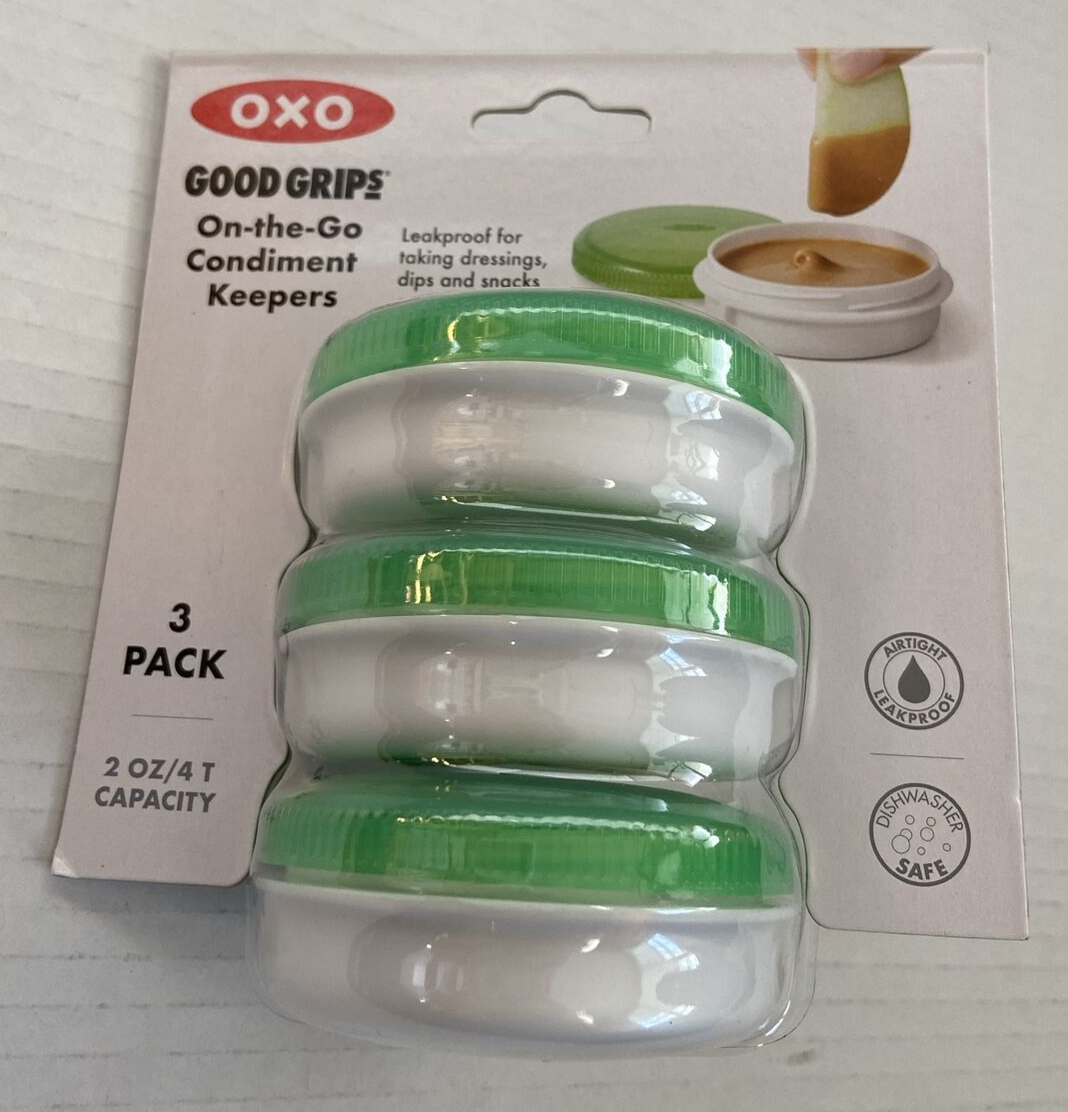 OXO Good Grips OntheGo Condiment Keepers 3 Pack 2 oz / 4 T each *NEW