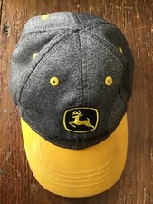 Adorable Toddler John Deere Cap Gray  Yellow  Elastic Band One Size Fits All