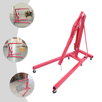2 Ton / 4409.2 Lbs Folding Hydraulic Crane Carbon Steel Duty Crane W/ 6 Wheels