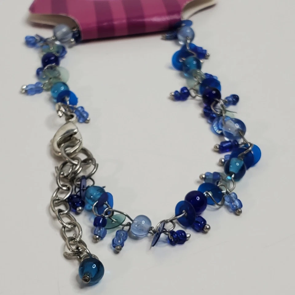 "Pulsera cuentas tono azul y gris 7"" de largo" Foto 4 de 4