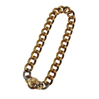 VERSACE Medusa Necklace GP Gold Cuban Link Chain Choker Unisex Accesory Gift
