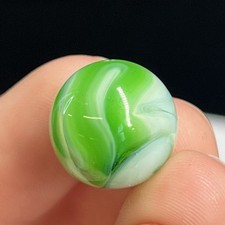 VTG Swirl Glass Marble Akro Agate Vitro Peltier .6 Lime Green White