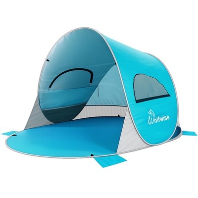 Wolfwise Pop up Beach Tent Sun Shelter with UPF50+ UV 3 Person, Blue 