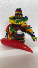 Tabasco Sauce Bottle w/Knitted Poncho, Hat , Base, Glass 🌶️ Chili  Pepper