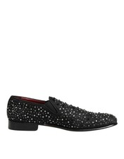 Dolce & Gabbana Black Suede Crystal Embellished Loafer Men's Shoes Authentic
