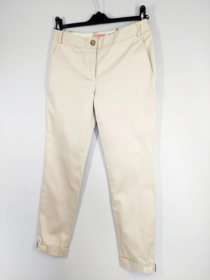 Ted Baker Womens Trousers Size 1 UK 8 Stone Ankle Turn up Side Pockets Casual - Image 3 of 4