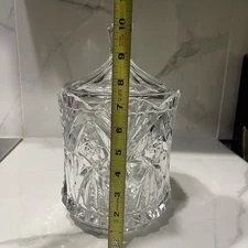  Vintage HEAVY Pressed Glass / Crystal Cookie Jar / Ice Bucket with LID. Nice!