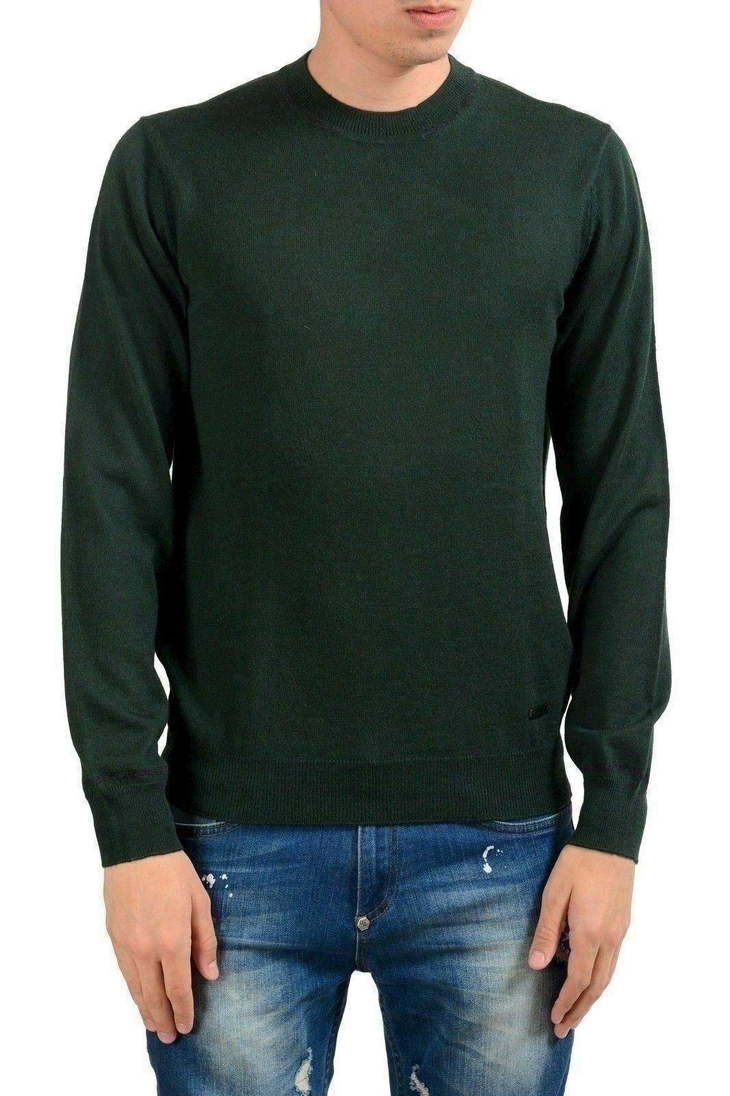 Мужской шерстяной темно-зеленый свитер с круглым вырезом от Armani Collezioni Размер US XS IT 46 21590₽