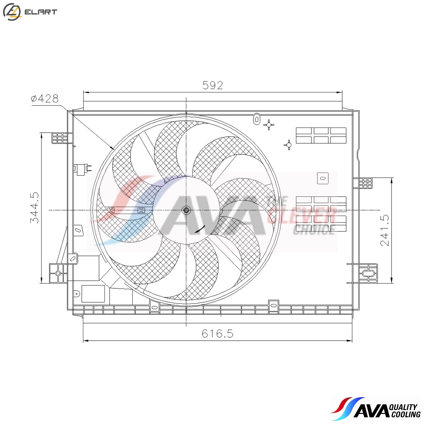 FAN ENGINE COOLING PE7441 FOR PEUGEOT PARTNER/Box/Body/MPV RIFTER EXPERT/Van