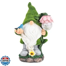 Ovewios Garden Gnome Statue - Funny Gnome Decoration Hold Flower 
