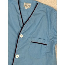 Christian Dior Monsieur Vintage Pajama Top Mens Medium Blue Short Sleeve Piping