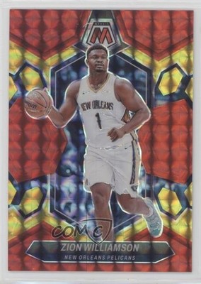 2023-24 Panini Mosaic Choice Red & Yellow Fusion Prizm 32/75 Zion Williamson 7y2