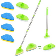 Scrub Cleaning Brush with Long Handle 2 in 1 Extendable Bathroom Floor Green