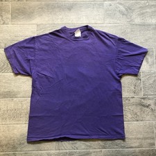 Vintage 90s Single Stitch T-Shirt Hanes Plaid Purple Adult Size XL - Made In USA
