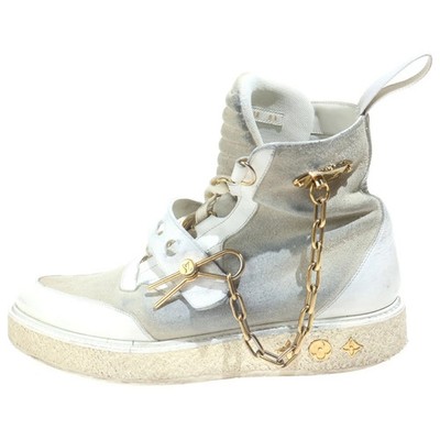 Louis Vuitton 8 1 2 Creeper Line Ankle Boots High Cut Sneakers White Bm111 GYb26