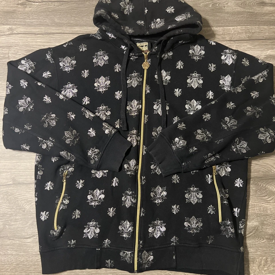 Sudadera Southpole Fleur de Lis Cremallera Completa XL Negra con Capucha Jessie Pinkman Y2K Foto 2 de 4