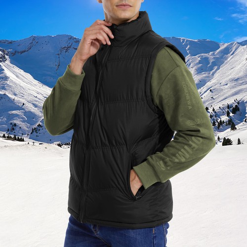 3 Pack Men Quilted Vest Jackets Waistcoat Winter Sleeveless Padded Coats Outwear - Picture 5 of 12