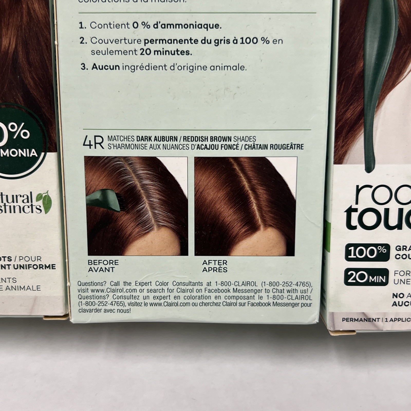 3 - Clairol Natural Instincts Root Touch Up Permanent Hair Color #4R Dark Auburn