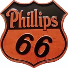 Phillips 66  Sign Motor Oil Gasoline Shield Shaped Metal Tin Vintage Style 12''