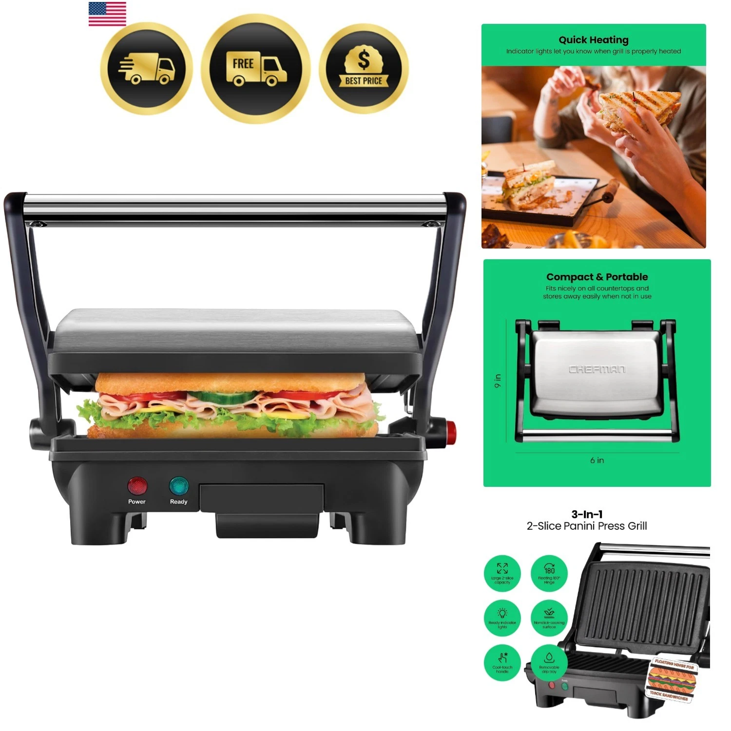 Electric Panini Press Grill, Compact 2-Slice Sandwich Maker, Non-Stick Coated...
Opens in a new wind