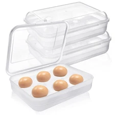 2 Pack Egg Container for Refrigerator, Shockproof 6 Grid Egg Storage Box Plas...
