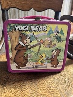 Vintage 1974 Yogi Bear Metal Lunchbox With Stickers Used