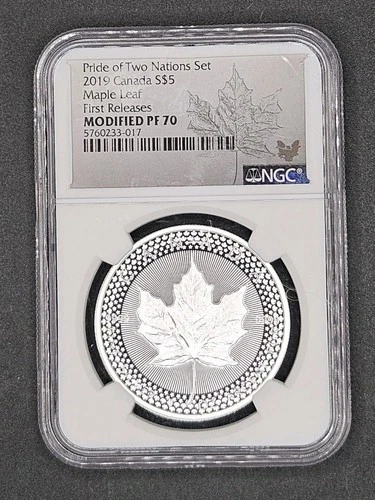 2019 1oz Canada $5 Silver Maple Pride of Two Nations Set | NGC Modified PF70