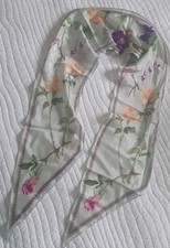 NWT Vintage 100  Silk Liz CLAIBORNE FLORAL Scarf 64" X 6" made in Japan