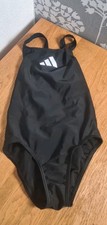 Image of Adidas Girls Swimsuit Black 3-Stripes Infinitex Chlorine Resistant Size 7-8Y