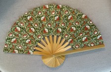 Fan Thai Folding Green Flowers Hand Bamboo Thailand Decor                         3