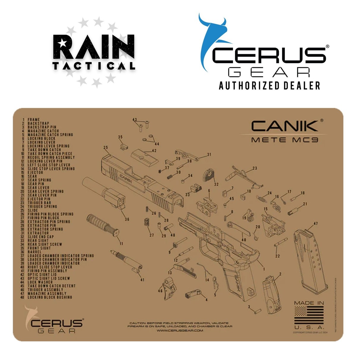 CANIK METE MC9 COMBAT SCHEMATIC Handgun Mat FDE | eBay