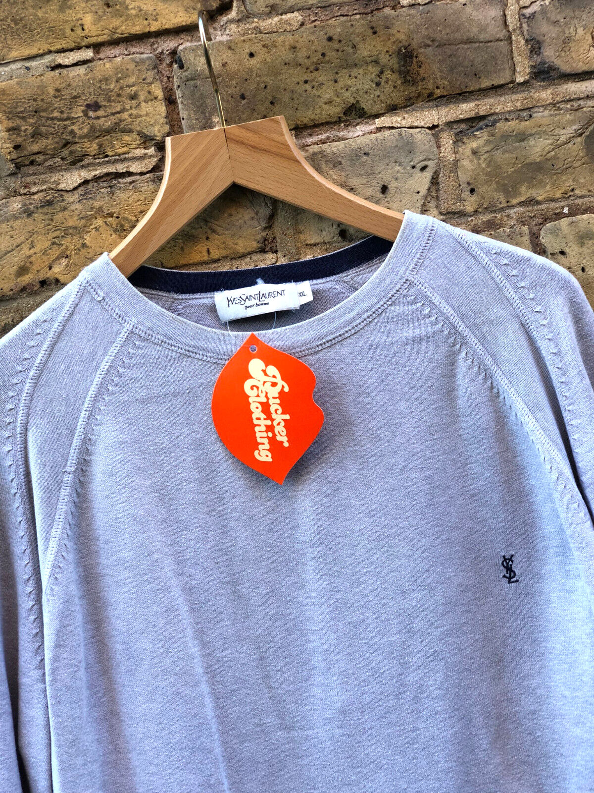 YVES SAINT LAURENT maglione uomo XXL felpa pullover maglione grigio vintage anni 90