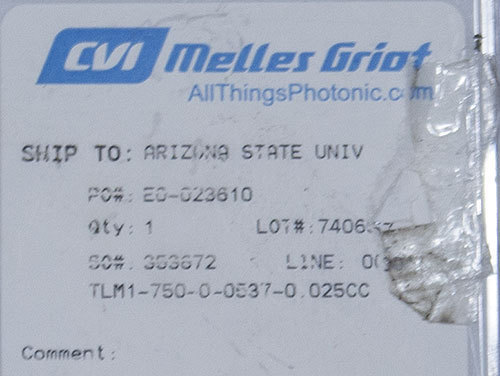 NEW CVI Melles Griot TLM1-750-0-0537-0.025CC .5" Tunable Laser Line Mirror - Picture 3 of 3