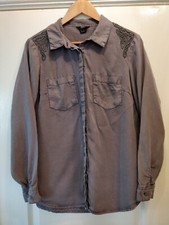F&F Women Ladies Beaded Shirt Grey Size 14