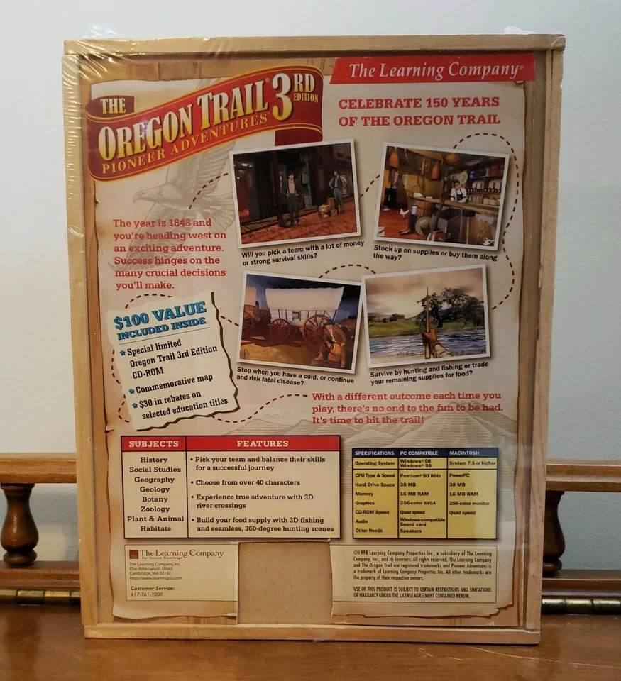 The Oregon Trail - 3rd Edition PC Game - Limited Edition Wood Box Set NEW NO UPC - Image 2 of 3