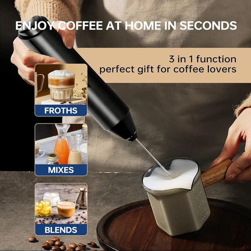 Batidor espumador de leche portátil + soporte de acero inoxidable para café capuchino Lattes - Imagen 6 de 18