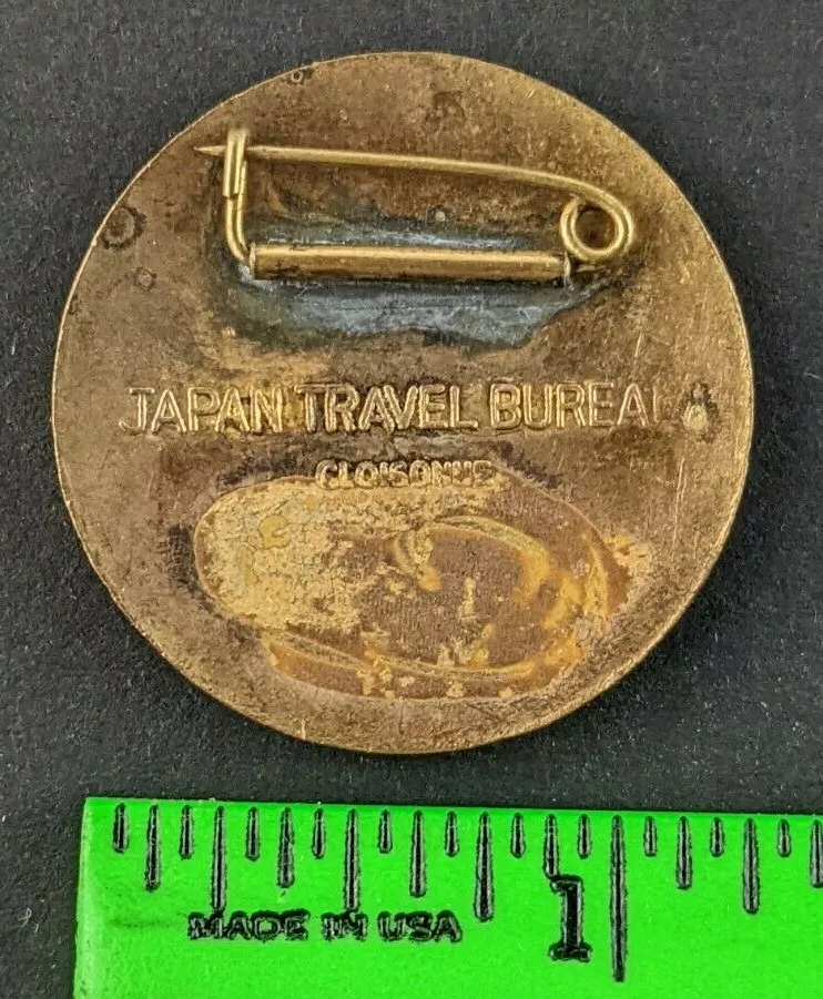 Vintage Japan Travel Bureau Tour Souvenir Map Outline Enamel Pin