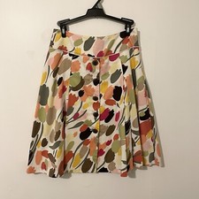 Talbots Petites Tulip Floral Flowers Printed Pleated Full Skirt Unique Buttons 2