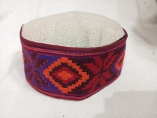 Himachal Cap 3" Multi color Border Design Pahari Topi Traditional Handcrafted