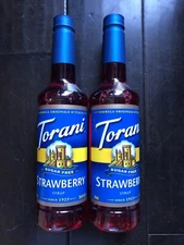 (2x Big Size 25.4 oz Lot) Torani Sugar Free Syrup Strawberry Mixer NEW Free Ship
